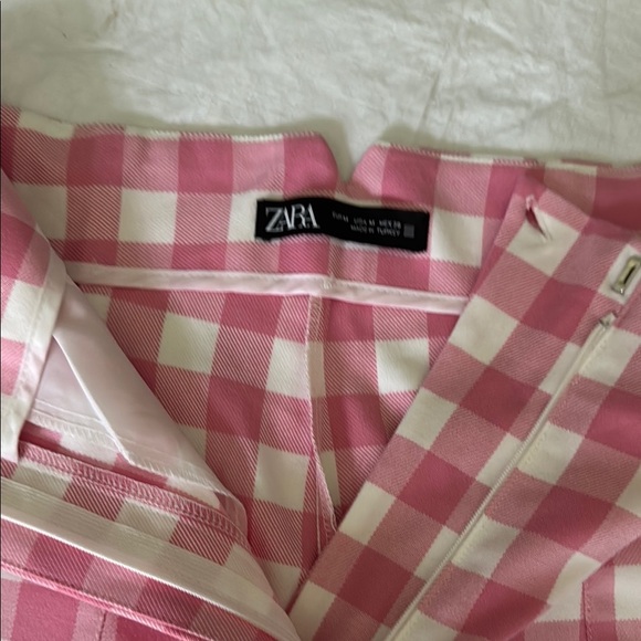 Zara Pink and White Checkered Pants size 28 - Picture 3 of 6